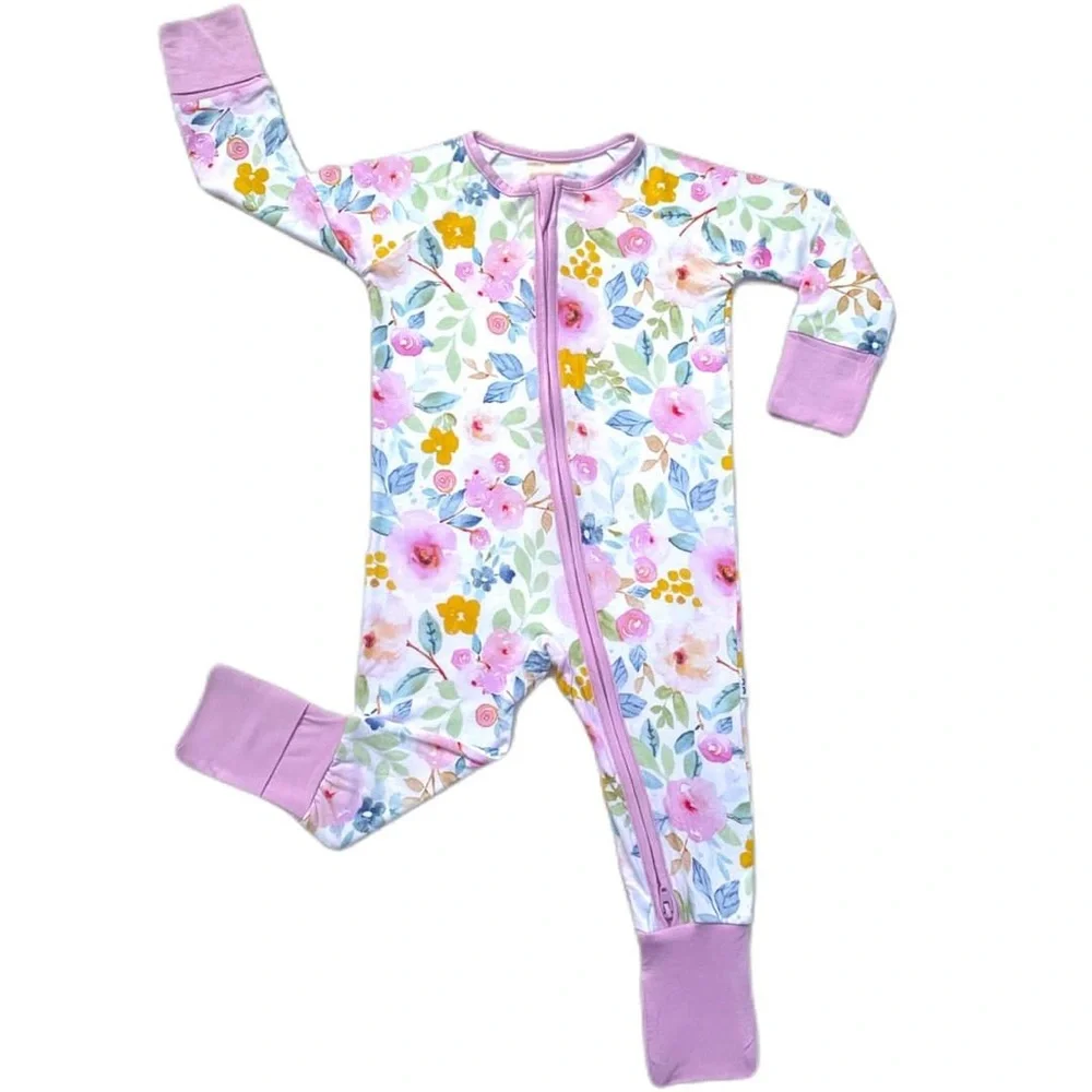LITTLE SLEEPIES BELLA BLOOMS FLOWER ZIPPIES HTF - Size 12-18 Months Pristine